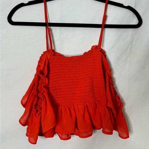 Red Ruffle off shoulder cropped top - Picture 8 of 8